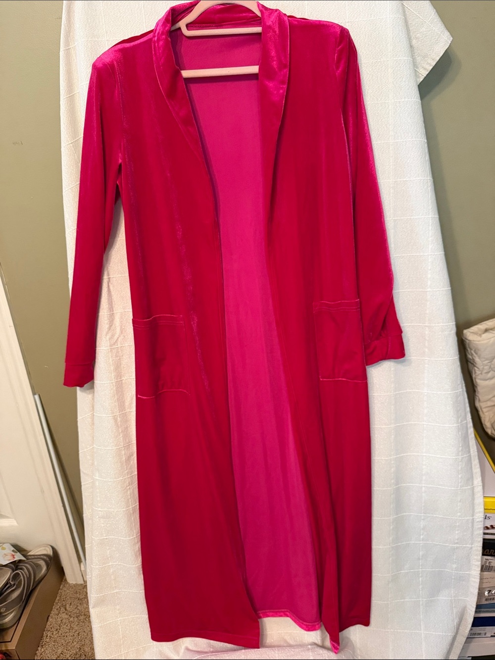 Source Unknown Hot Pink Long Open Front Duster Jacket